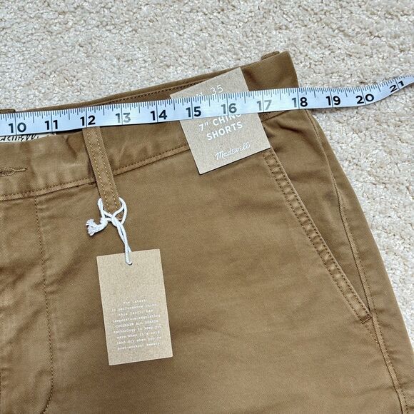 NWT Madewell Chino Shorts Men 35 Khaki Beige Coolmax Stretch Flex 7" Inseam 35x7 - Picture 9 of 11